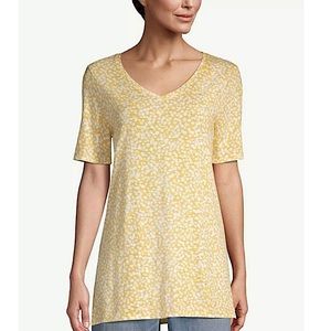 Chico’s Cotton Side Slit Elbow Golden Honey Dot Tee Size Chico’s 4 Women’s 20/22